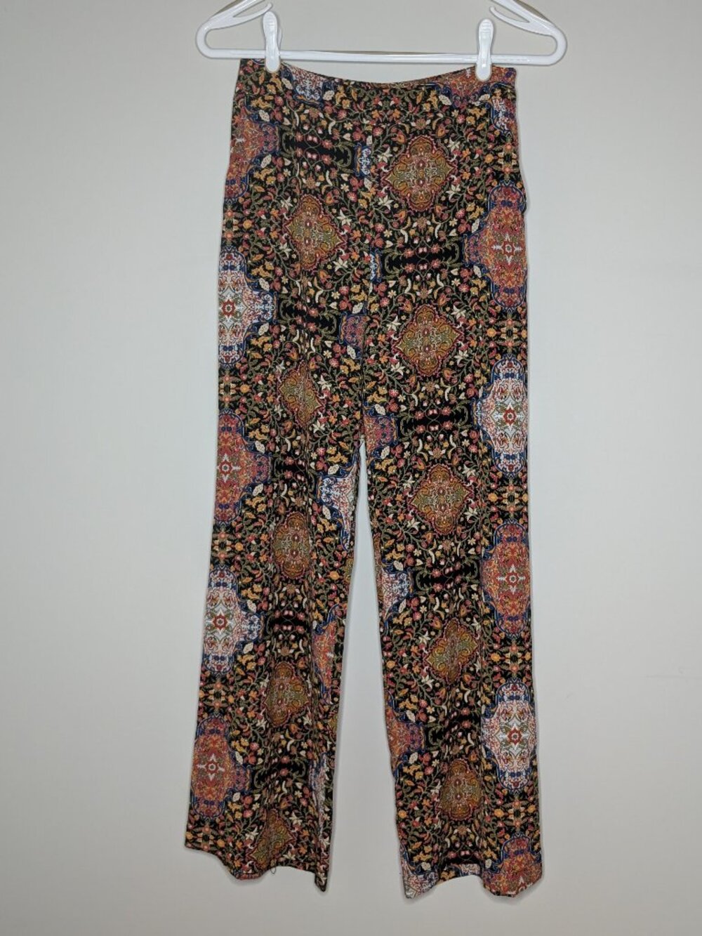 Topshop Petite Bohemian Wide Leg Floral Ornate Pattern Pants Size 4